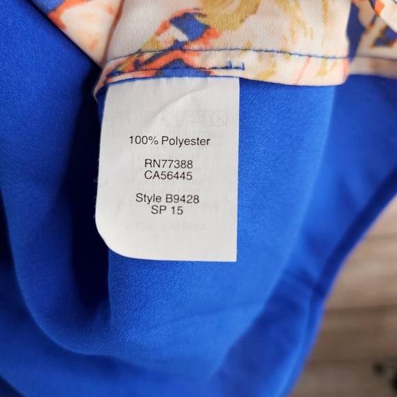 J. Crew Floral Print‎ Pocket Tee Cobalt Blue Short Sleeve Top - M - Picture 4 of 5